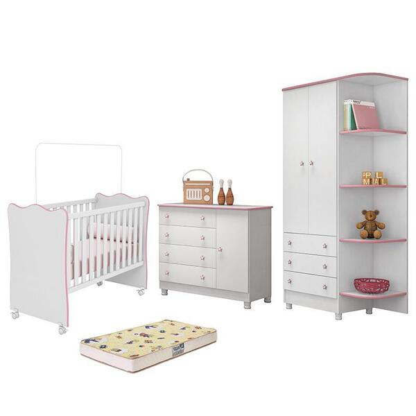 Dormitório Doce Sonho 2 Portas, Cômoda 1 Porta, Berço Com Rod