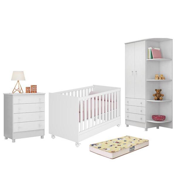 Dormitório Doce Sonho 2 Portas, Cômoda 4 Gavetas, Berço Mini