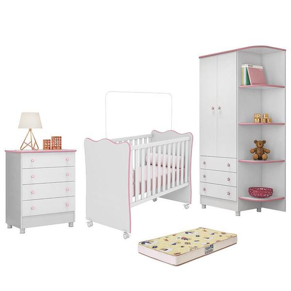 Dormitório Doce Sonho 2 Portas, Cômoda 4 Gavetas E Berço Com