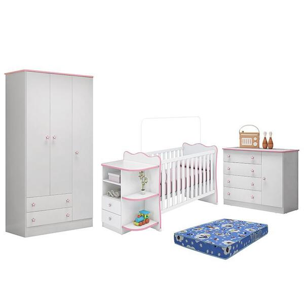 Dormitório Doce Sonho 3 Portas, Cômoda 1 Porta E Berço Multif
