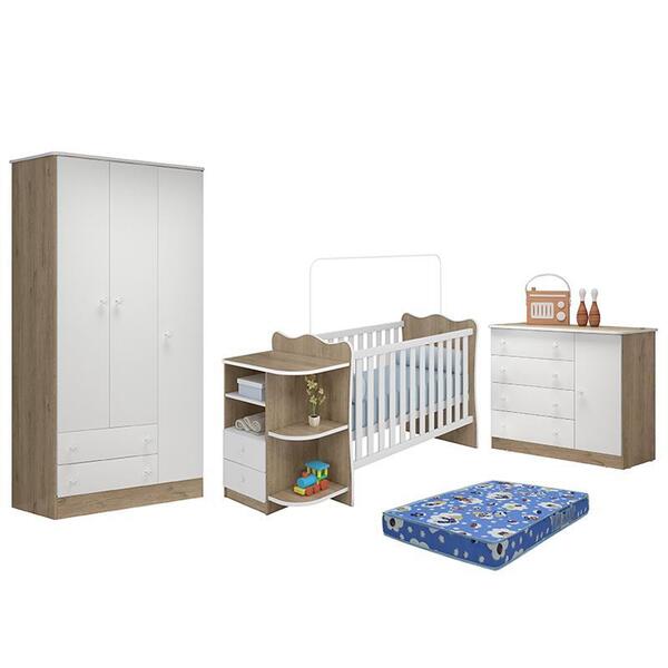 Dormitório Doce Sonho 3 Portas, Cômoda 1 Porta E Berço Multif