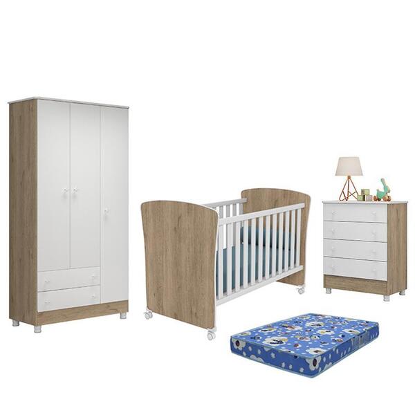 Dormitório Doce Sonho 3 Portas, Cômoda 4 Gavetas, Berço Ameri