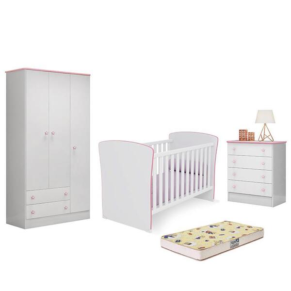 Dormitório Doce Sonho 3 Portas, Cômoda 4 Gavetas, Berço Ameri