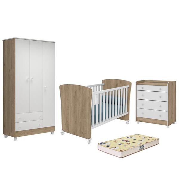 Dormitório Doce Sonho 3 Portas, Cômoda Trocador, Berço Americ