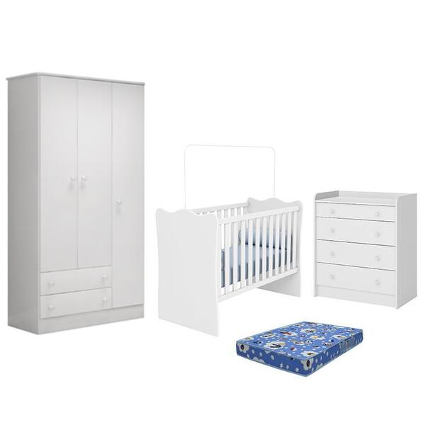 Dormitório Doce Sonho 3 Portas, Cômoda Trocador E Berço Com C