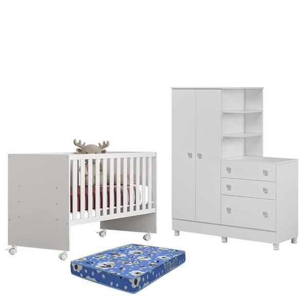 Dormitório Doce Sonho Guarda Roupa Com Cômoda Com Pés, Berço