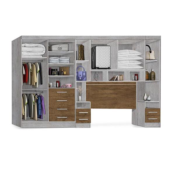 Dormitório Georgia Ja Avelã / Jequitibá Para Cama Box 1,58m Q