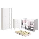 Dormitório Gino Guarda Roupa, Cômoda 4 Gavetas E Berço Mel Co