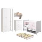 Dormitório Gino Guarda Roupa, Cômoda, Berço Tico, Colchão D18