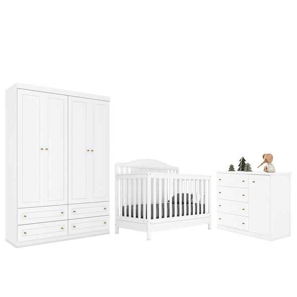 Dormitório Infantil Americano Com Guarda Roupa, Cômoda E Berç