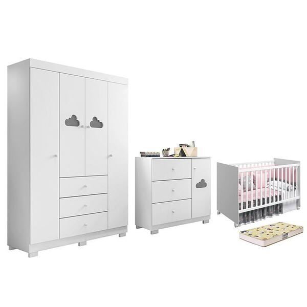 Dormitório Infantil Ane Guarda Roupa, Cômoda, Berço Tico Com
