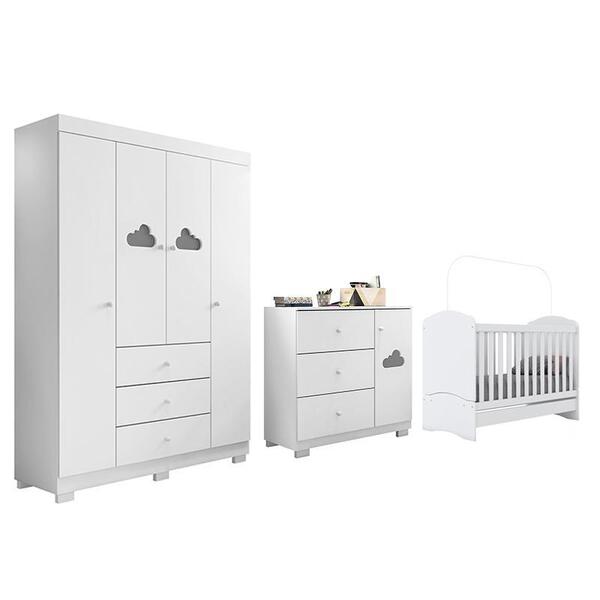 Dormitório Infantil Ane Guarda Roupa, Cômoda E Berço Bala De