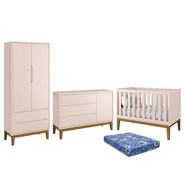 Dormitório Infantil Classic 2 Portas, Cômoda 1 Porta, Berço C