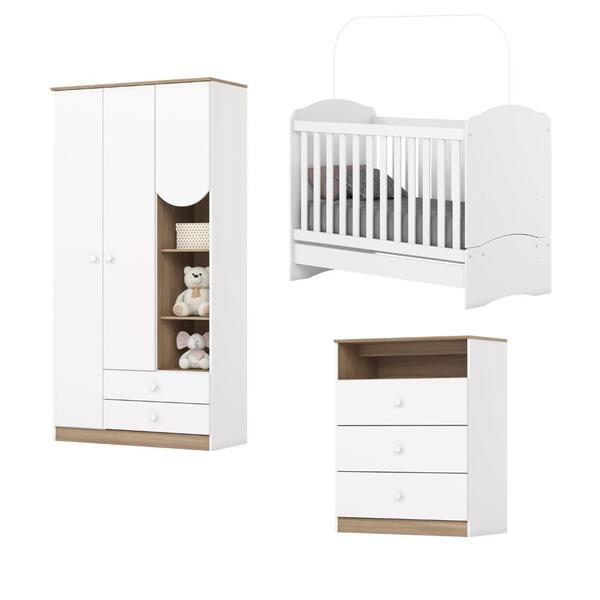 Dormitório Infantil Completo Berço Bala De Menta Para Quarto