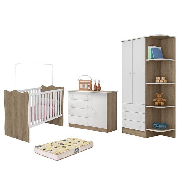 Dormitório Infantil Doce Sonho 2 Portas, Cômoda 1 Porta, Berç