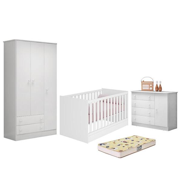 Dormitório Infantil Doce Sonho 3 Portas, Cômoda 1 Porta, Berç