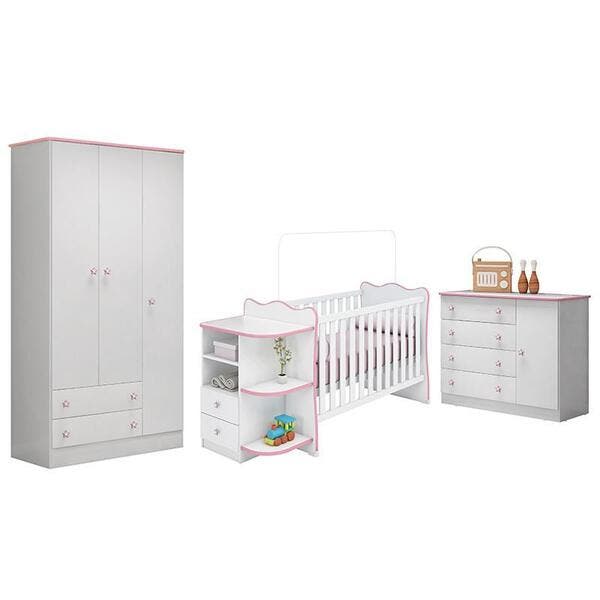 Dormitório Infantil Doce Sonho 3 Portas, Cômoda 1 Porta E Berço ...