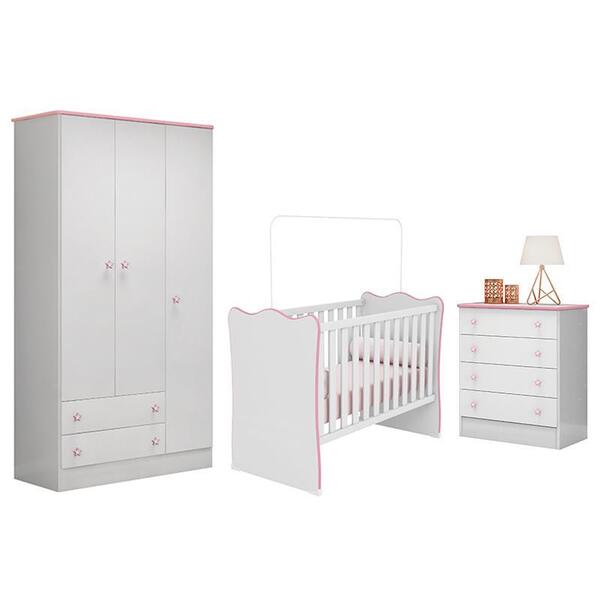 Dormitório Infantil Doce Sonho 3 Portas, Cômoda 4 Gavetas E B