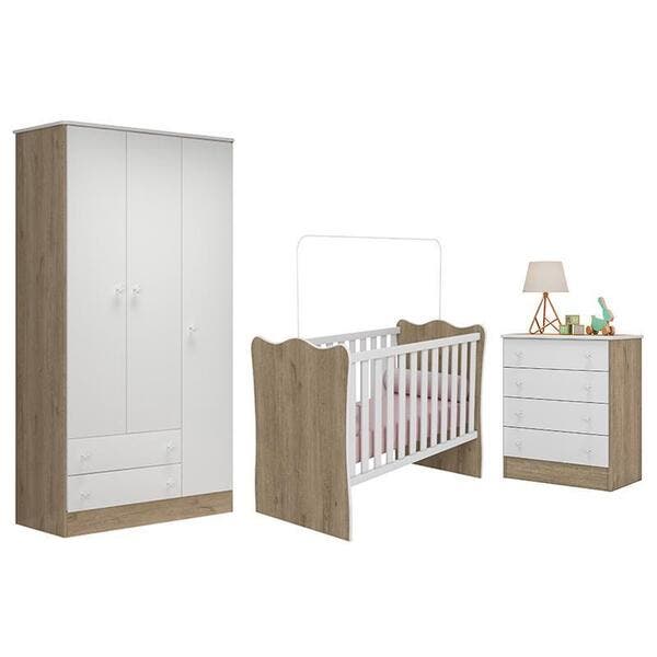 Dormitório Infantil Doce Sonho 3 Portas, Cômoda 4 Gavetas E Berço ...