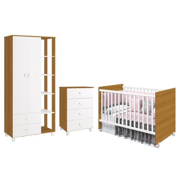 Dormitório Infantil Gino Guarda Roupa, Cômoda 4 Gavetas E Ber