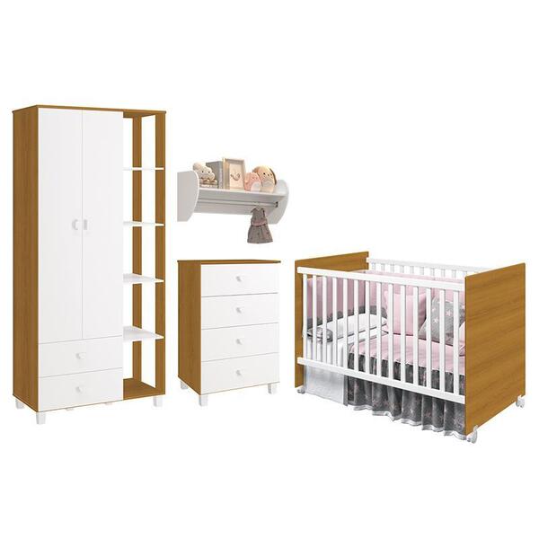 Dormitório Infantil Gino Guarda Roupa, Cômoda, Berço E Tico P