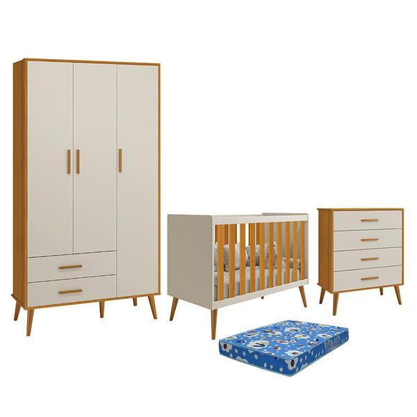 Dormitório Infantil Isis Guarda Roupa 3 Portas, Cômoda E Berç