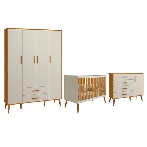 Dormitório Infantil Isis Guarda Roupa 4 Portas, Cômoda 1 Port