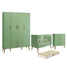 Dormitório Infantil Isis Guarda Roupa 4 Portas, Cômoda E Berç