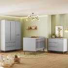 Dormitório Infantil Lunna Retrô Guarda Roupa, Cômoda E Berço