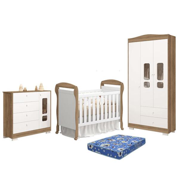 Dormitório Infantil New Danny Plus 3 Portas, Cômoda, Berço E
