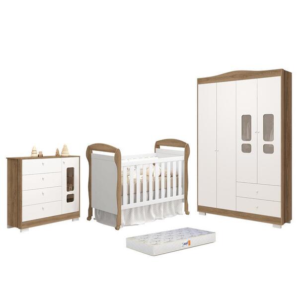 Dormitório Infantil New Danny Plus 4 Portas, Com Cômoda, Berç