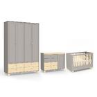 Dormitório Infantil Rope Guarda Roupa 4 Portas, Cômoda 1 Port