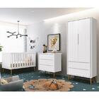 Dormitório Infantil Theo Retrô 2 Portas, Cômoda, Berço Com Pé