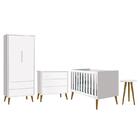 Dormitório Infantil Theo Retrô 2 Portas, Cômoda, Berço E Mesa