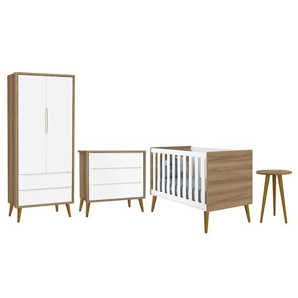 Dormitório Infantil Theo Retrô 2 Portas, Cômoda, Berço E Mesa