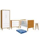 Dormitório Infantil Theo Retrô 2 Portas, Cômoda, Berço, Mesa