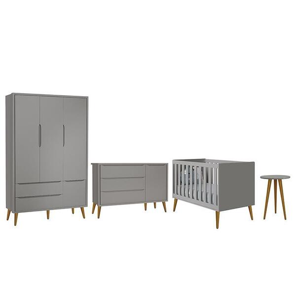 Dormitório Infantil Theo Retrô 3 Portas, Cômoda 1 Porta, Berç