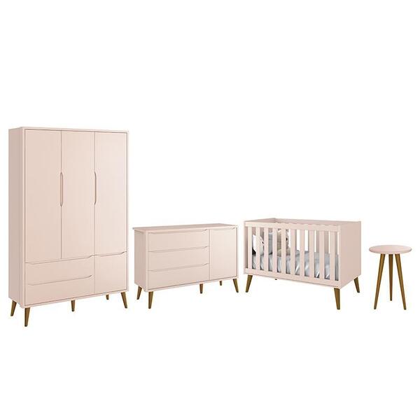 Dormitório Infantil Theo Retrô 3 Portas, Cômoda 1 Porta, Berç