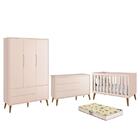 Dormitório Infantil Theo Retrô 3 Portas, Cômoda 1 Porta, Berç