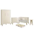 Dormitório Infantil Theo Retrô 3 Portas, Cômoda, Berço, Mesa