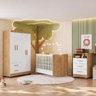 Dormitório Ísis Guarda Roupa, Cômoda E Berço Com Colchão Supr