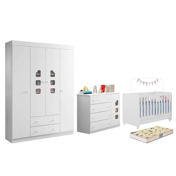 Dormitório Lívia Guarda Roupa, Cômoda E Berço Encanto Com Col