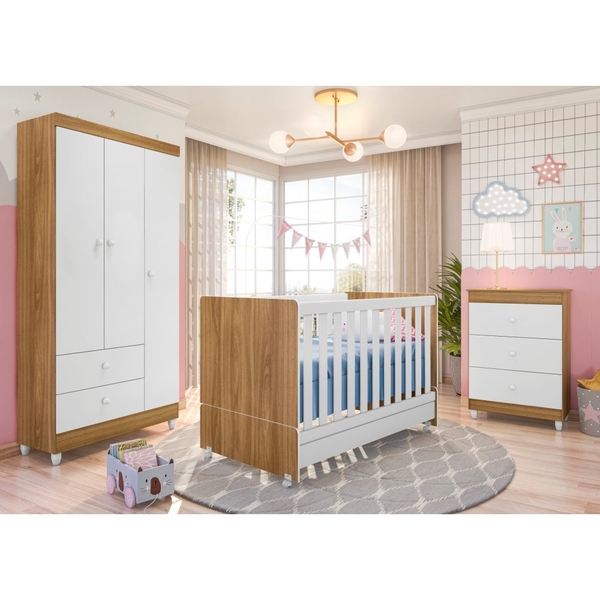 Dormitório Marge Nature Branco Com Colchão