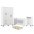 Dormitório Melissa Guarda Roupa, Cômoda E Berço Com Colchão S