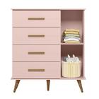 Dormitório Noah Retrô Guarda Roupa, Cômoda E Berço Com Colchã