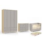 Dormitório Rope Guarda Roupa 4 Portas, Cômoda 1 Porta E Berço