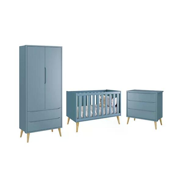 Dormitório Theo 2 Portas Com Pés Madeira Natural - Reller Móv