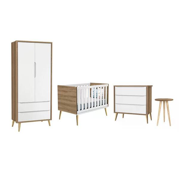 Dormitório Theo 2 Portas E Mesa De Canto Com Pés Madeira Natu