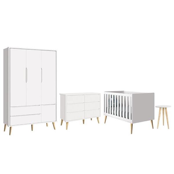 Dormitório Theo 3 Portas, Cômoda 6 Gavetas, Berço E Mesa De C