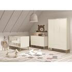 Dormitório Theo 3 Portas E Mesa De Canto Com Pés Madeira Natu